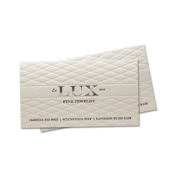 Lux Fine Jewelry business card design